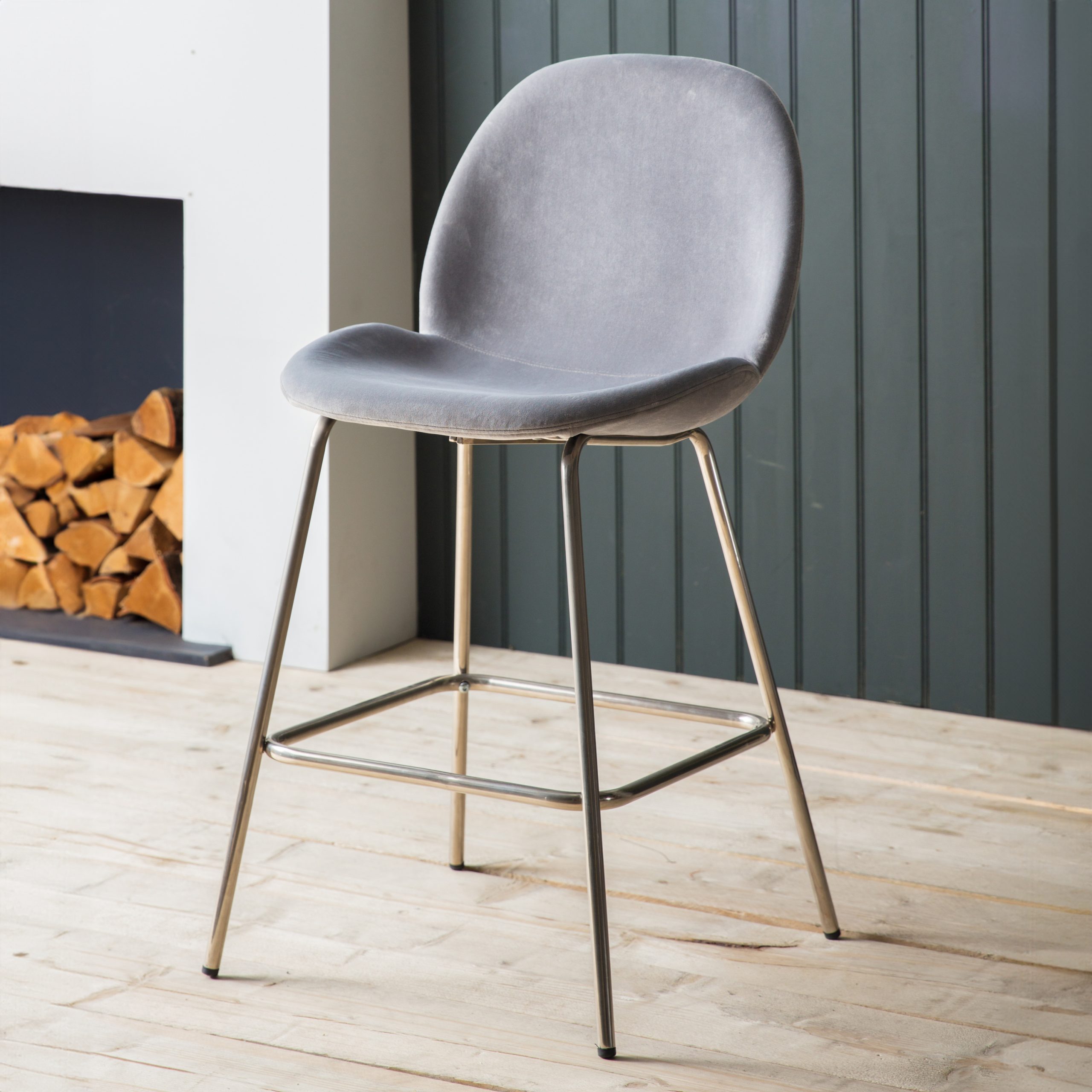 Gallery Direct Flanagan Stool Light Grey Velvet (Set of 2)