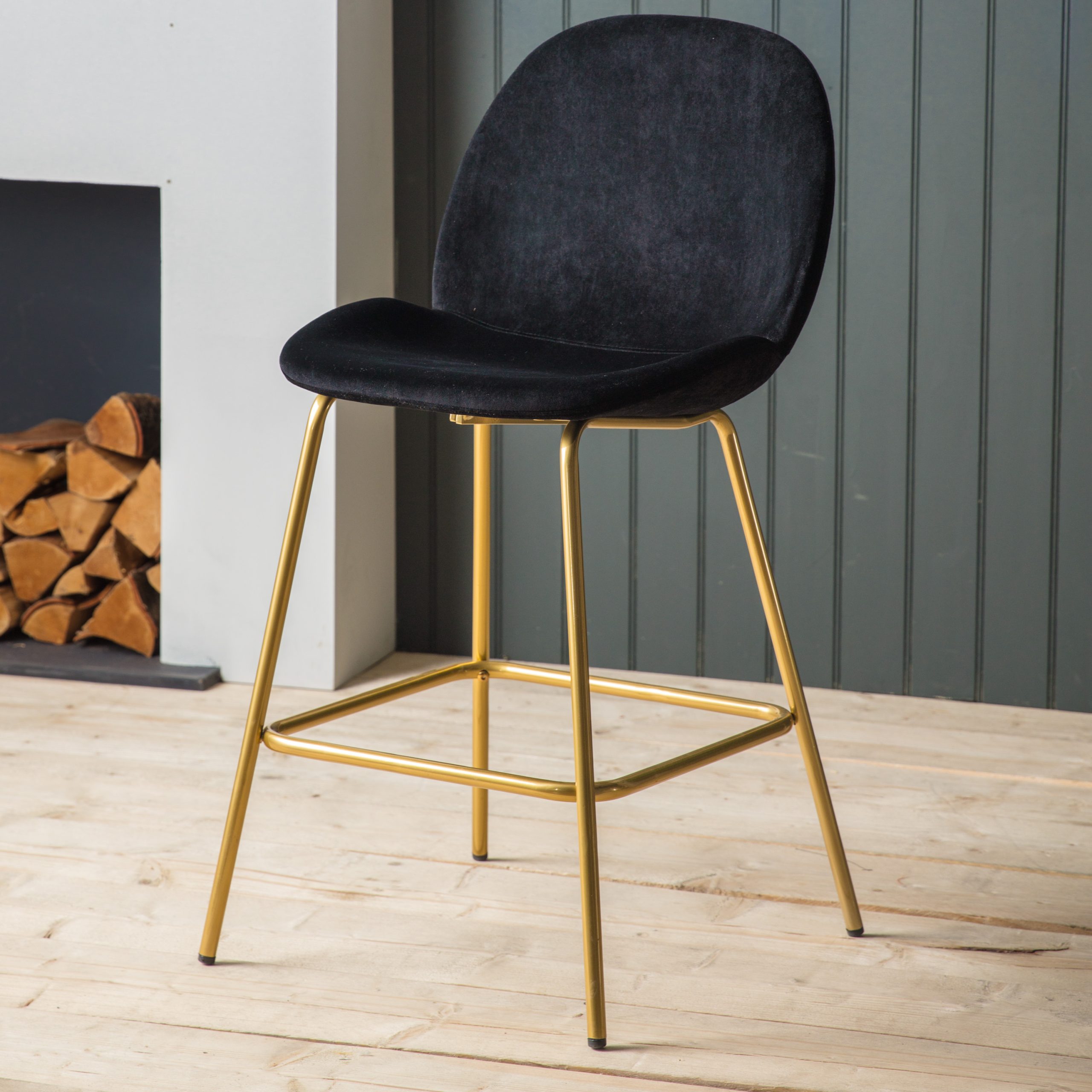 Gallery Direct Flanagan Stool Black Velvet (Set of 2)