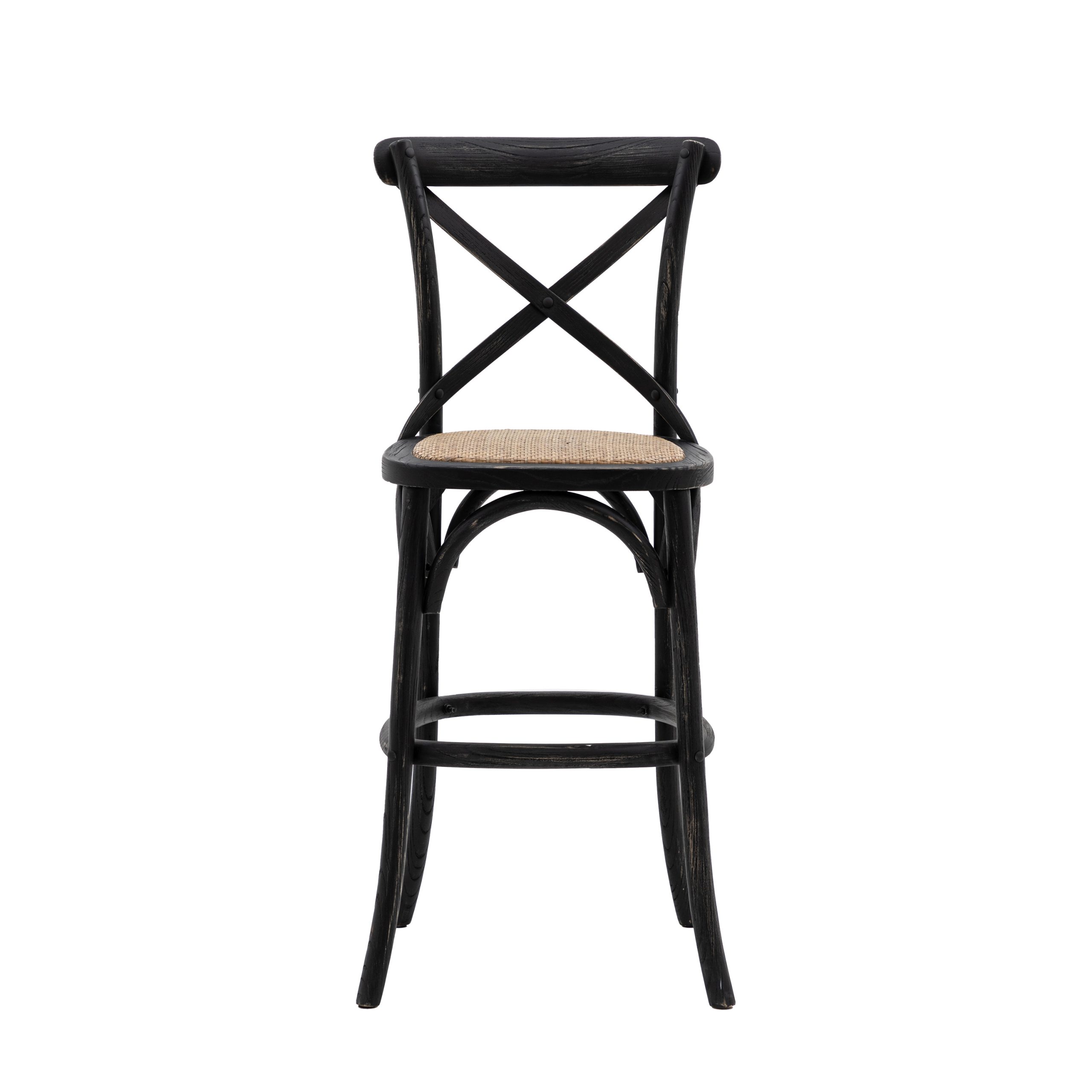 Gallery Direct Cafe Stool Black/Rattan (Set of 2)