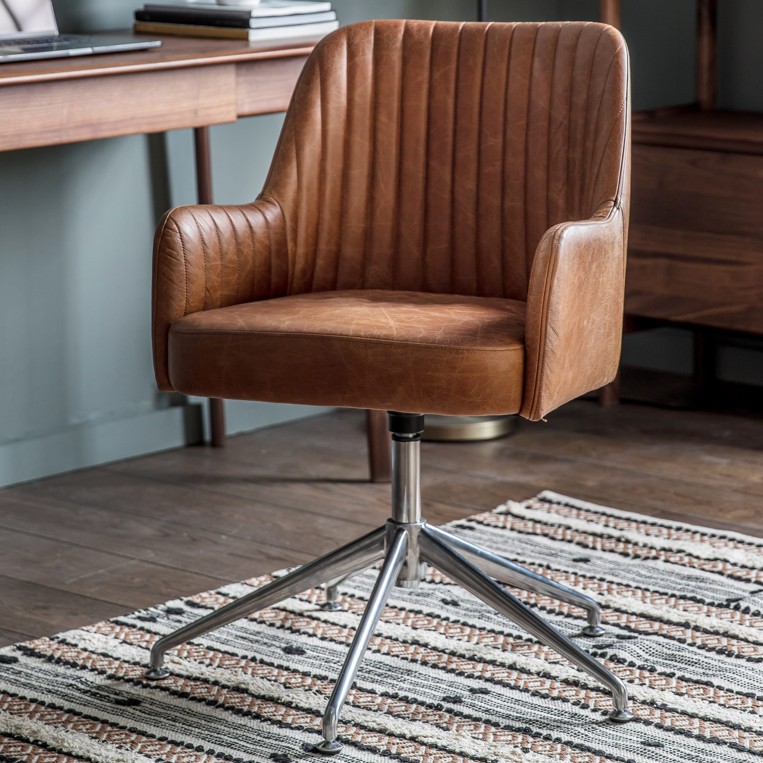 Gallery Direct Curie Swivel Chair Vintage Brown Leather
