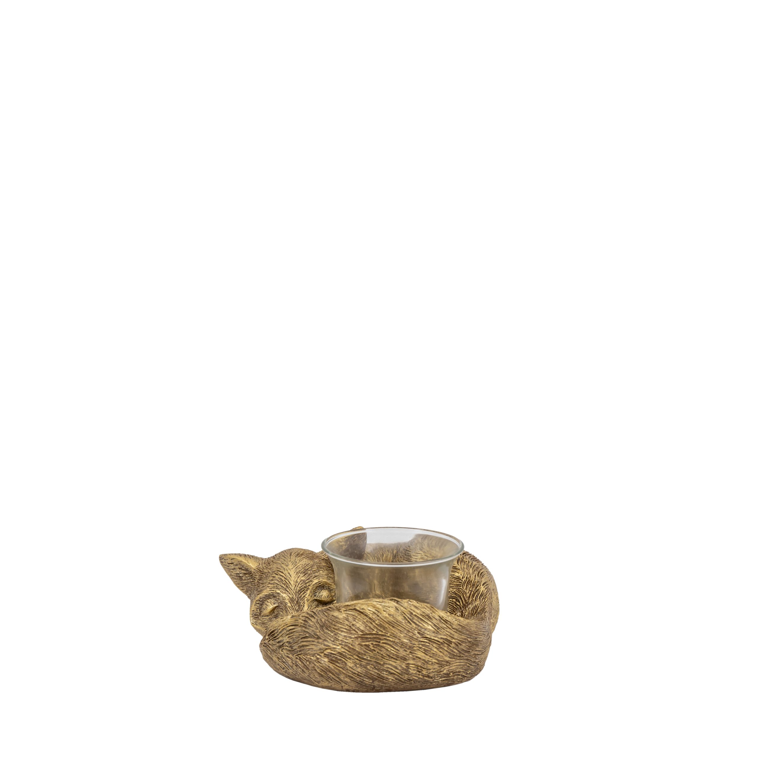 Gallery Direct Sleeping Fox Tealight Holder Gold