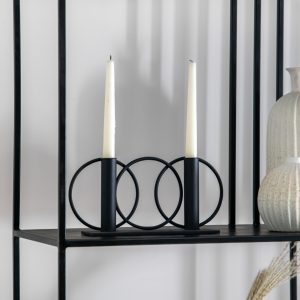 Gallery Direct Yara Candlestick x2 Metal Black | Shackletons
