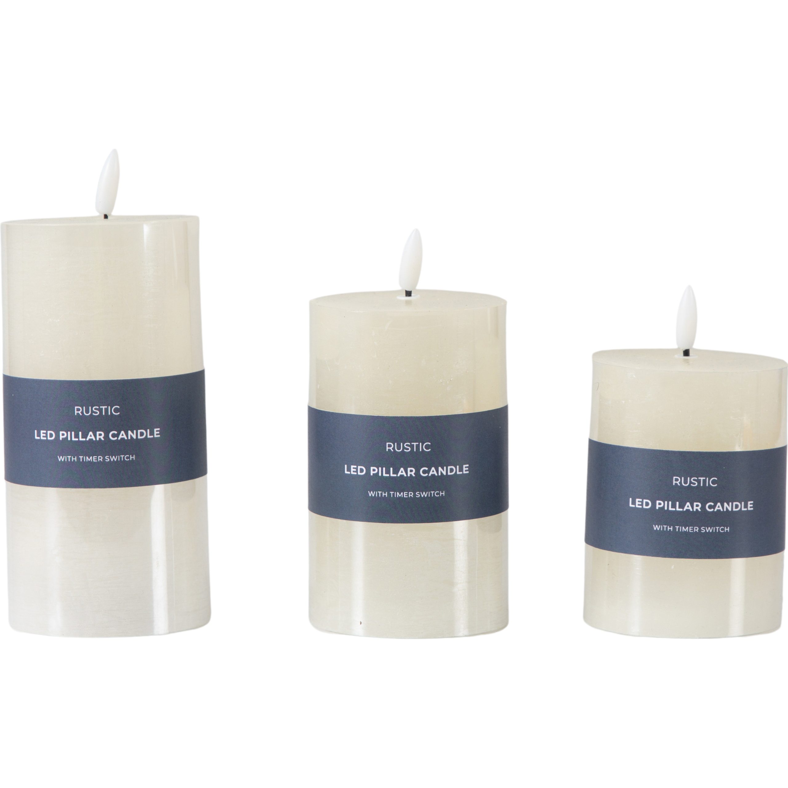 Gallery Direct LED Candle Rustic Ivory Set of 3 | Shackletons