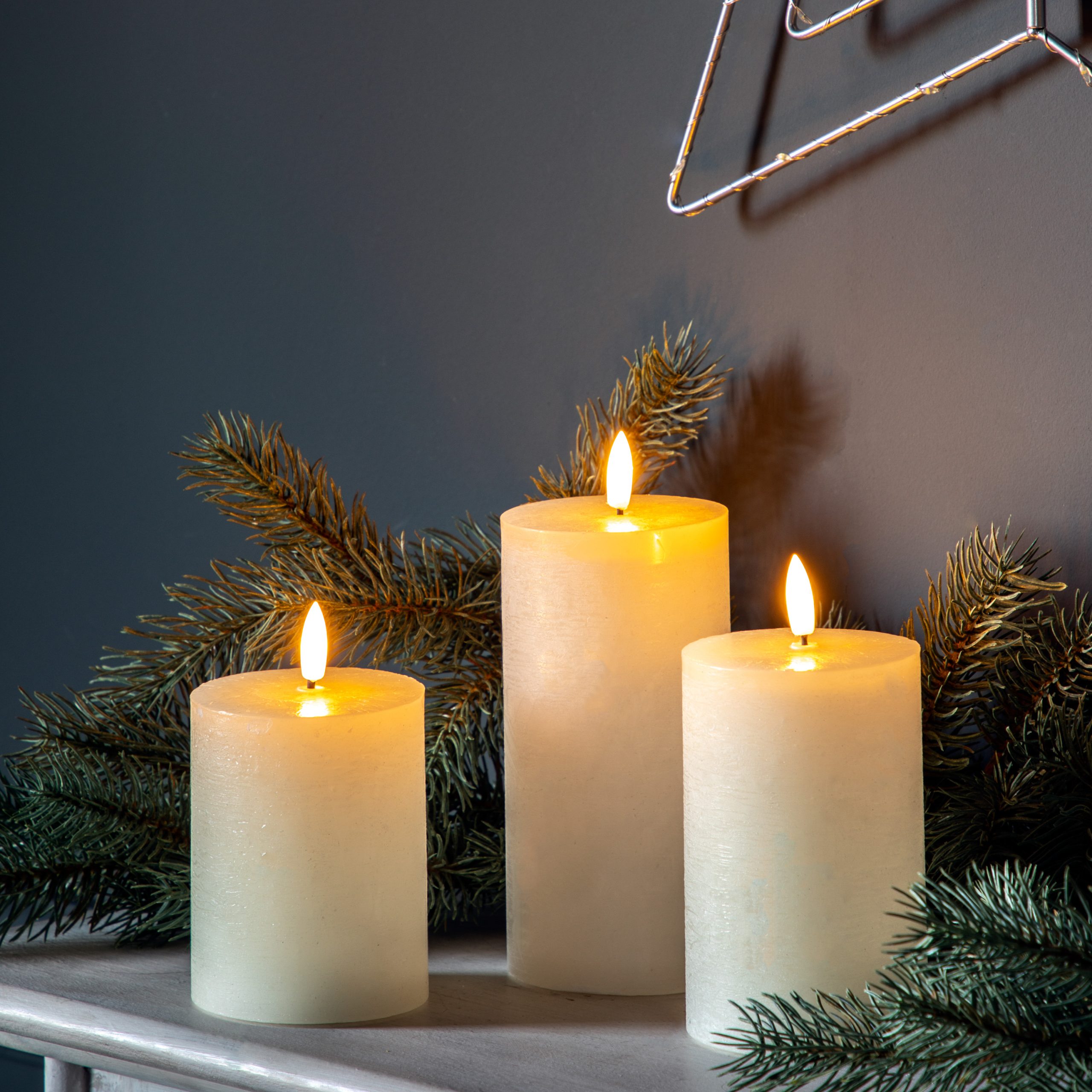 Gallery Direct LED Candle Rustic Ivory (Set of 3)