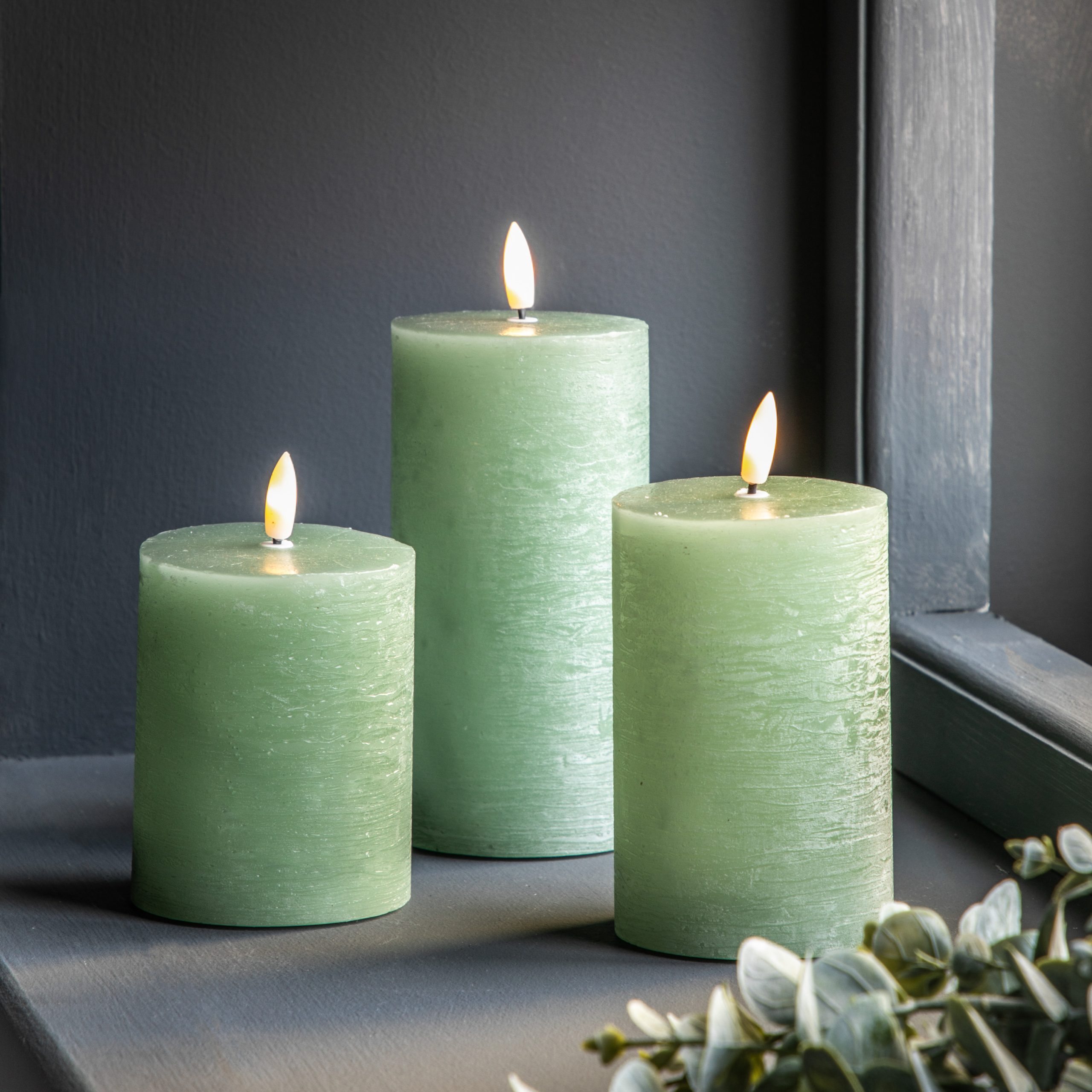 Gallery Direct LED Candle Rustic Sage (Set of 3)