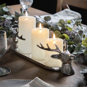 Gallery Direct Stag Candleholder Aluminium | Shackletons Gallery Direct Stag Candleholder Aluminium | Shackletons