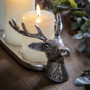 Gallery Direct Stag Candleholder Aluminium | Shackletons Gallery Direct Stag Candleholder Aluminium | Shackletons