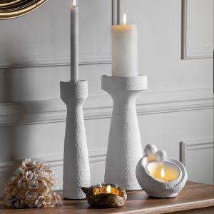 Gallery Direct Luna Candlestick Small White S2 | Shackletons