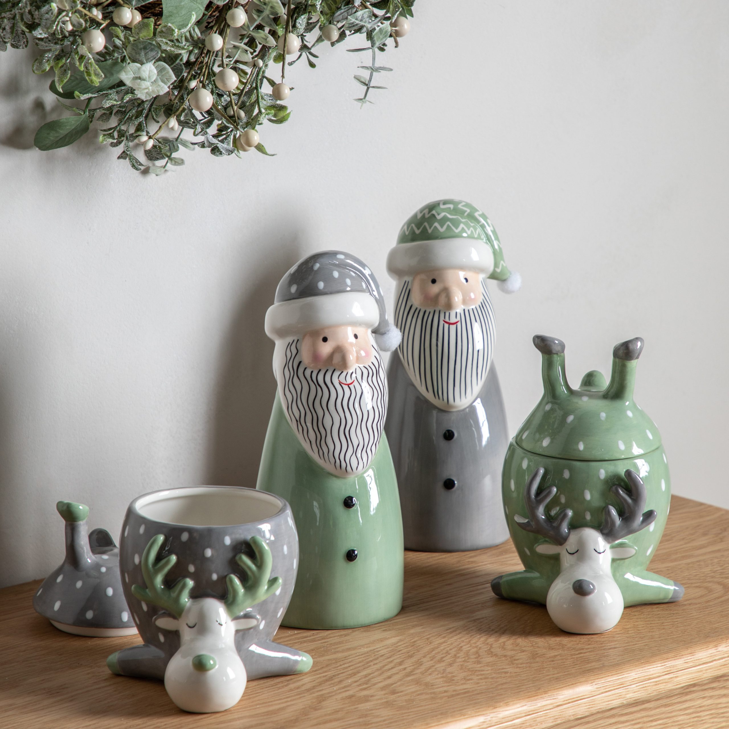 Gallery Direct Reindeer Pot with Lid Grey