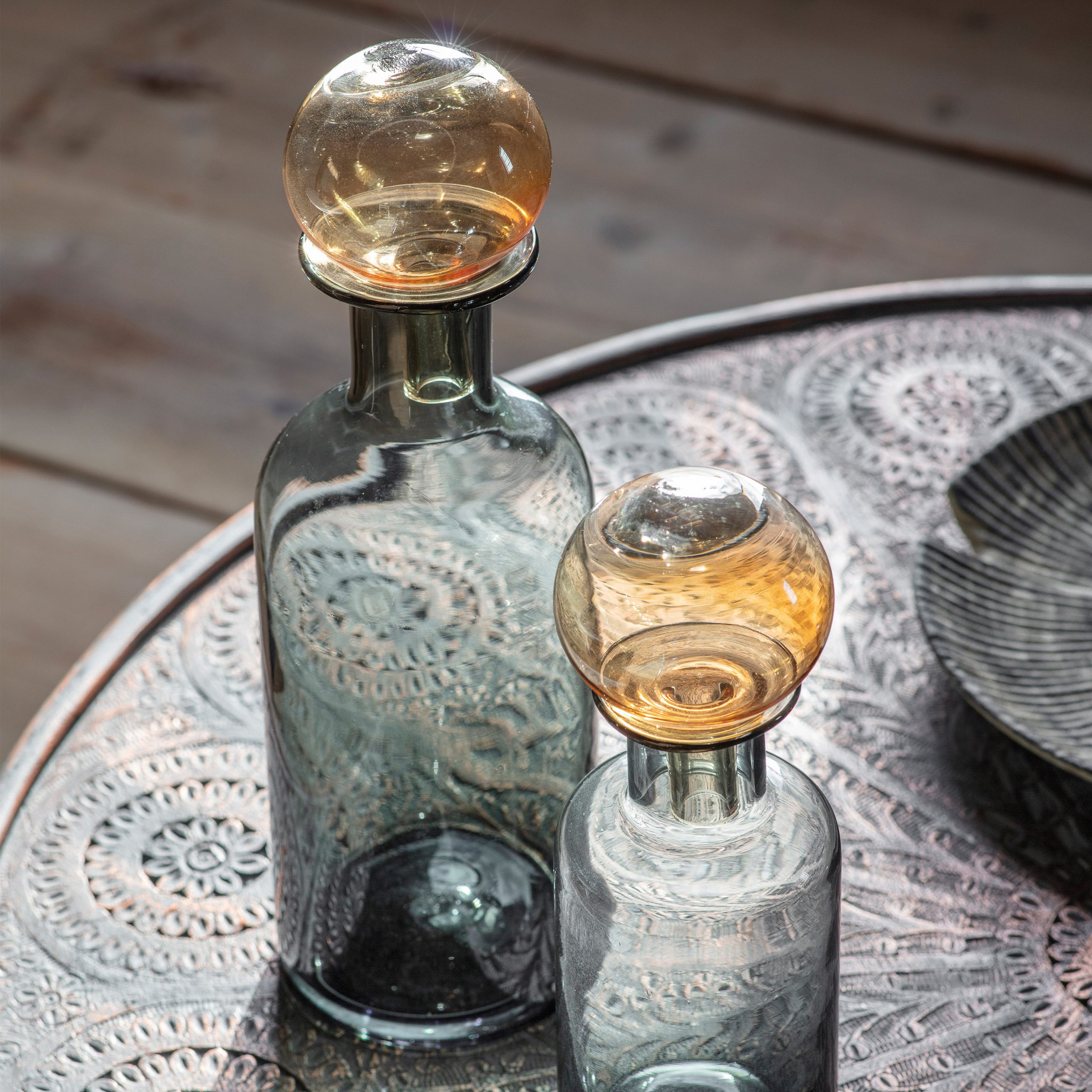 Gallery Direct Elma Bottle With Stopper Grey Brown