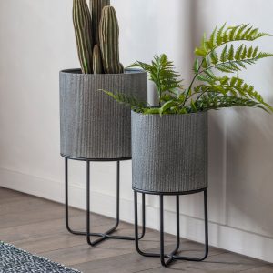 Gallery Direct Eda Metal Planter Set of 2 Grey | Shackletons