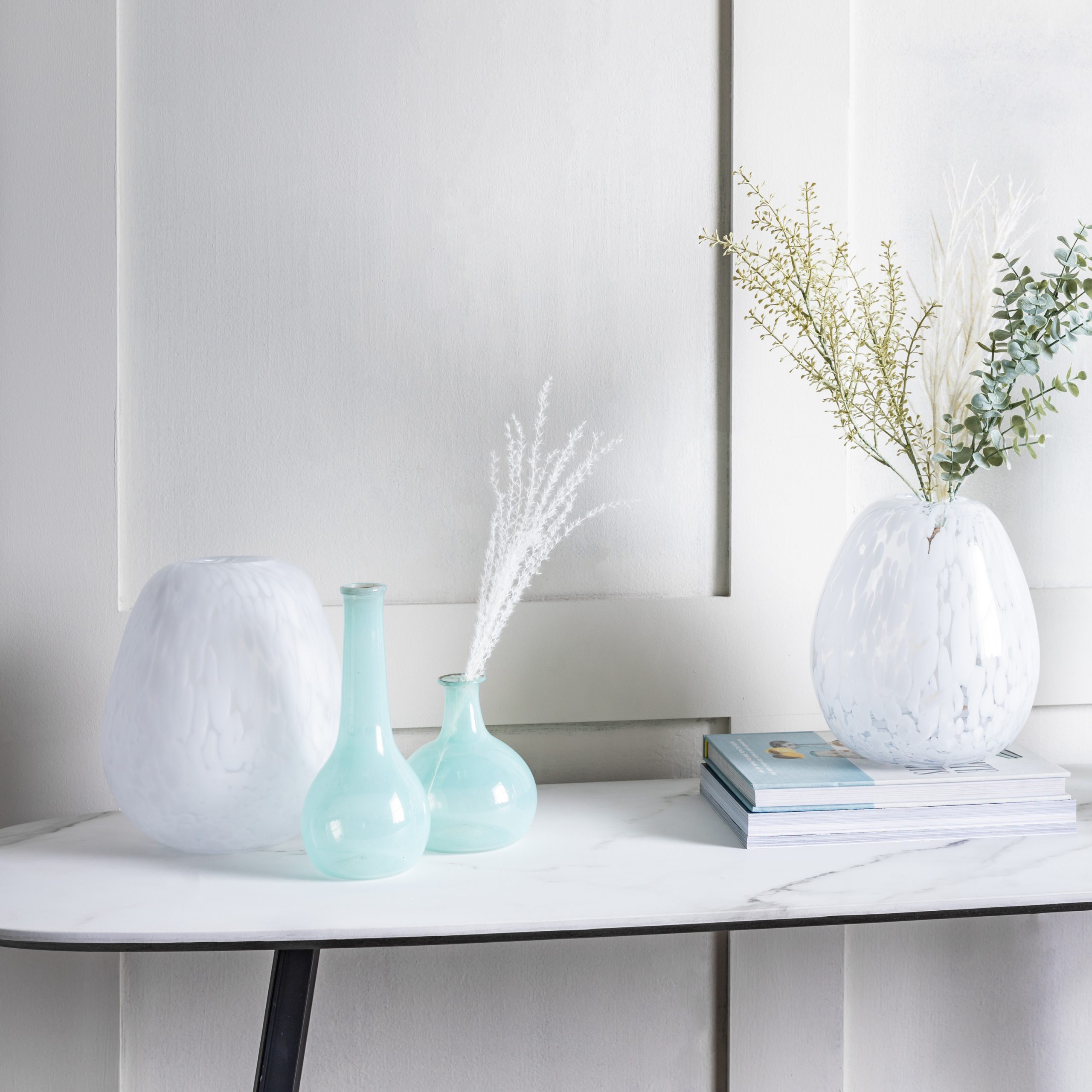 Gallery Direct Linni Vase Large Frosted White Speck