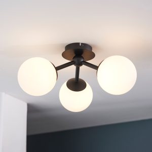 Gallery Direct Pulsa Bathroom 3 Ceiling Light Black 175x395mm | Shackletons