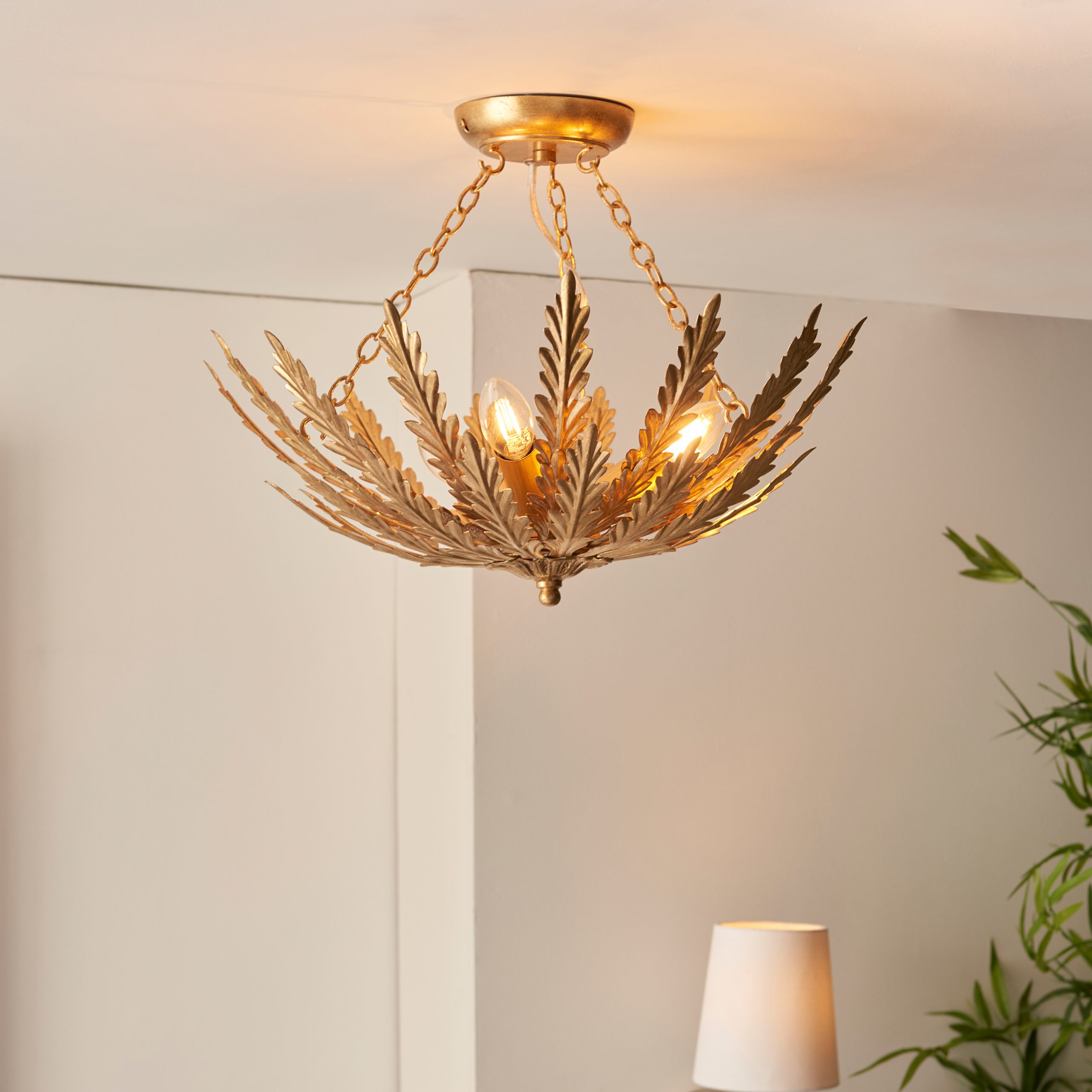 Gallery Direct Delphine 3 Ceiling Light Gold Leaf