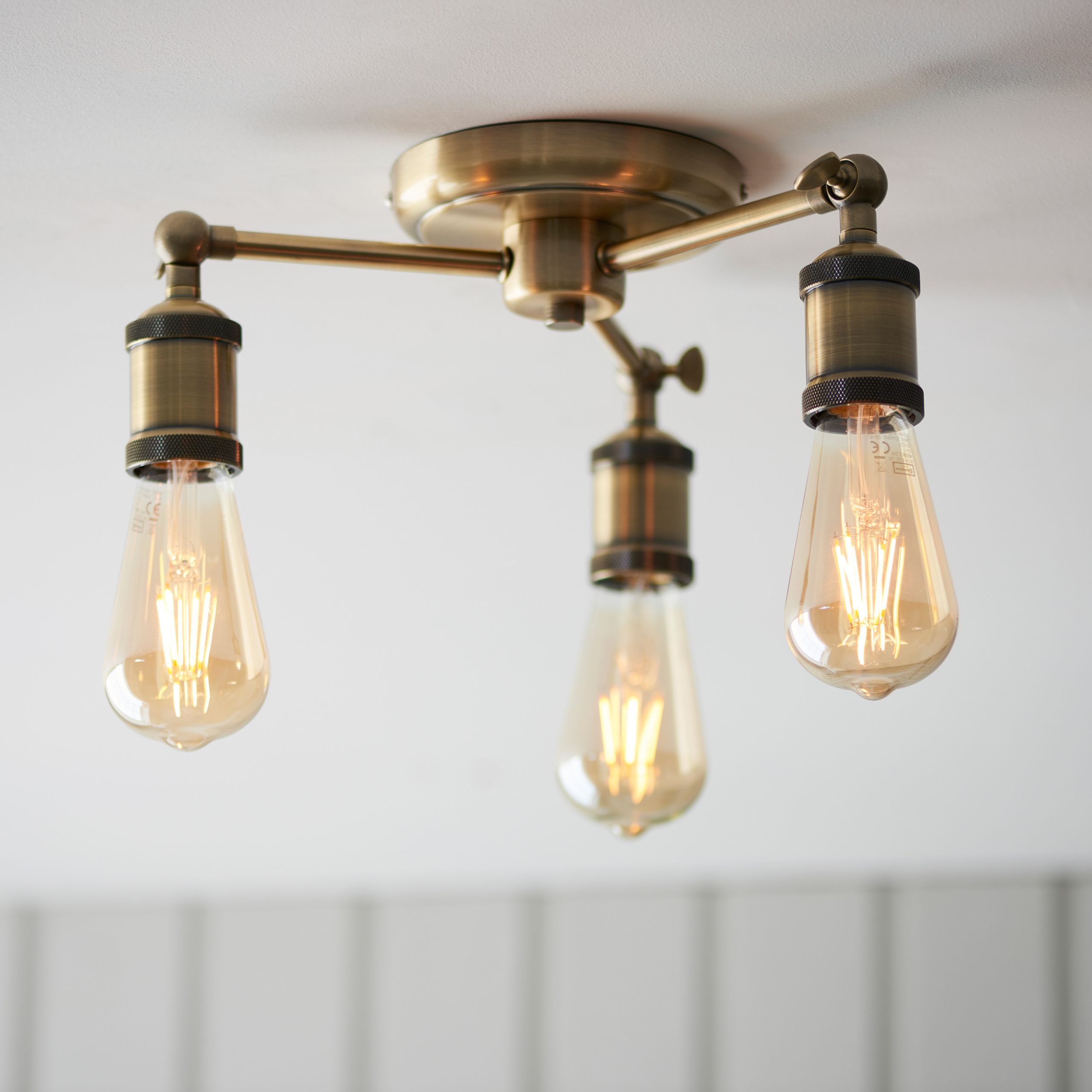 Gallery Direct Hal 3 Ceiling Light Antique Brass