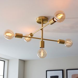 Gallery Direct Studio 5 Ceiling Light Satin Brass | Shackletons