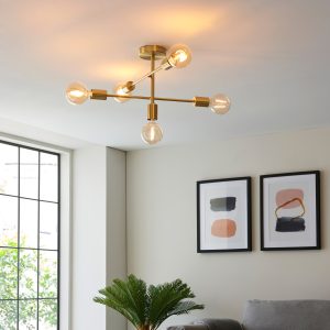 Gallery Direct Studio 5 Ceiling Light Satin Brass | Shackletons