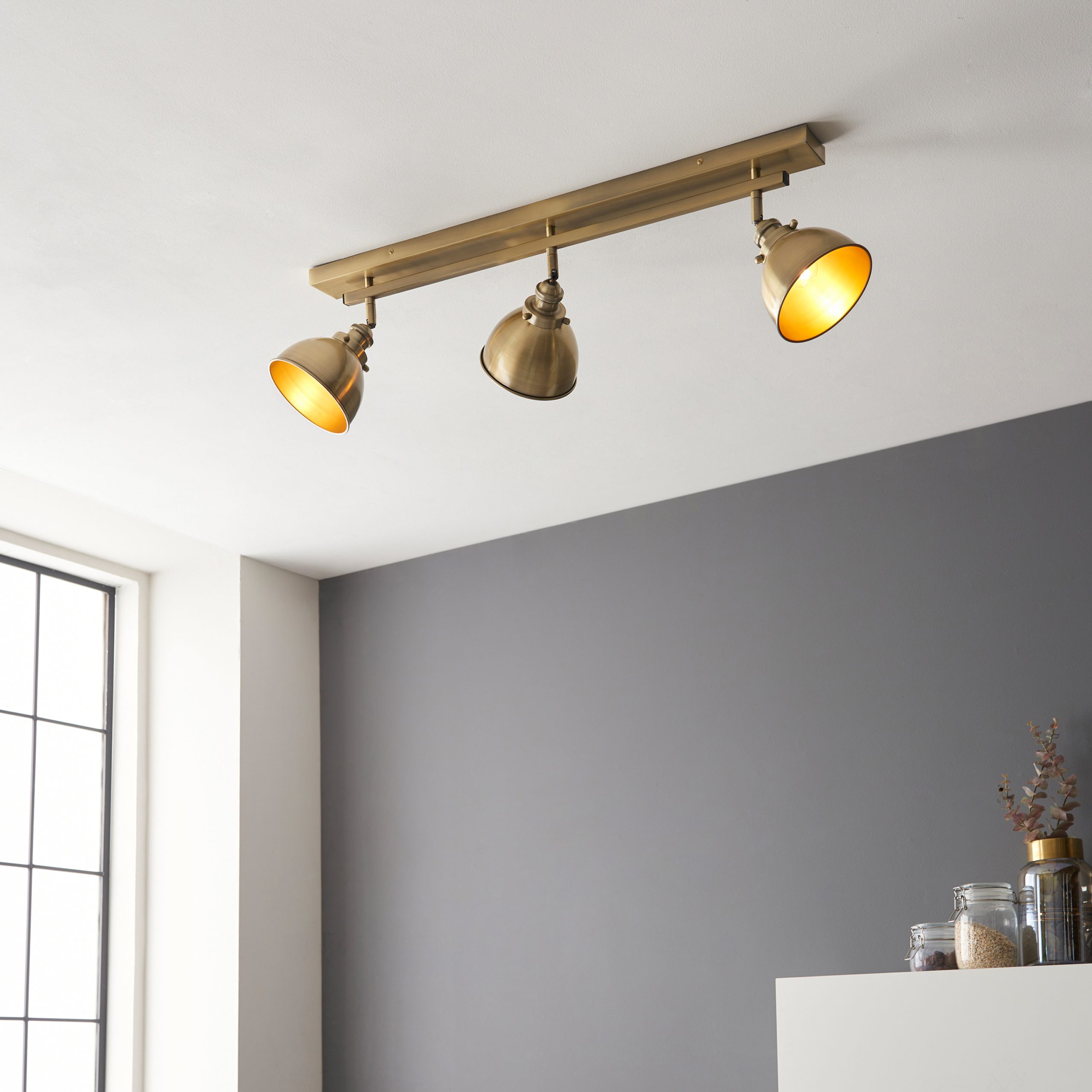 Gallery Direct Wyatt 3 Ceiling Light Brass