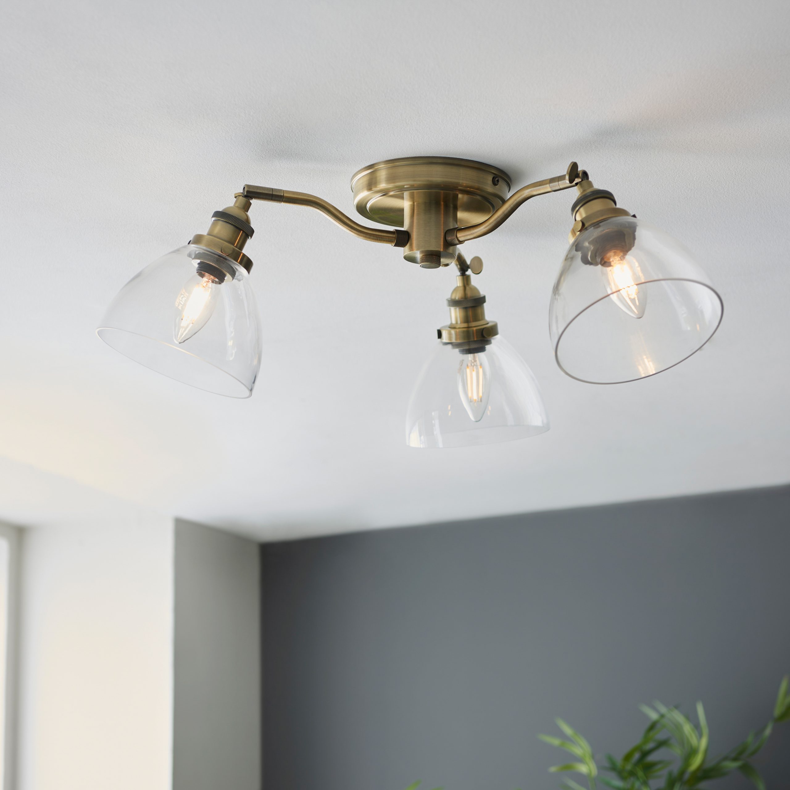 Gallery Direct Hansen 3 Ceiling Light Antique Brass