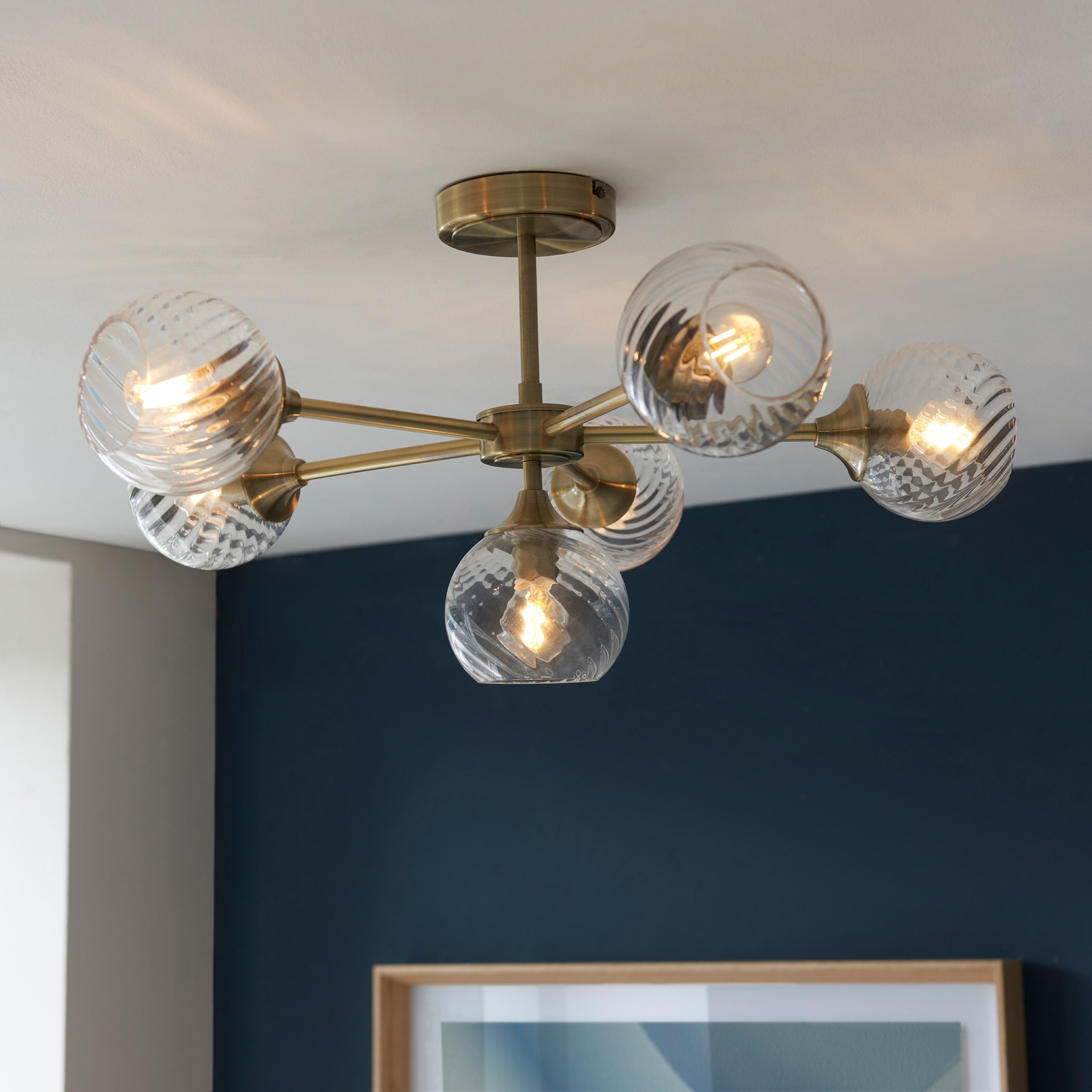 Gallery Direct Allegra 6 Ceiling Light Antique Brass