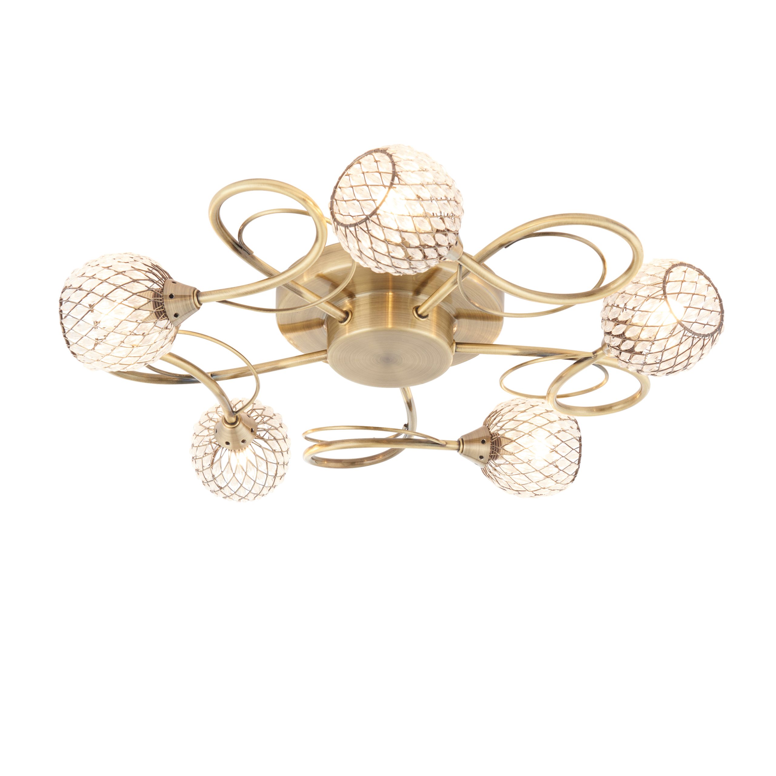 Gallery Direct Aherne 5 Ceiling Lamp Antique Brass