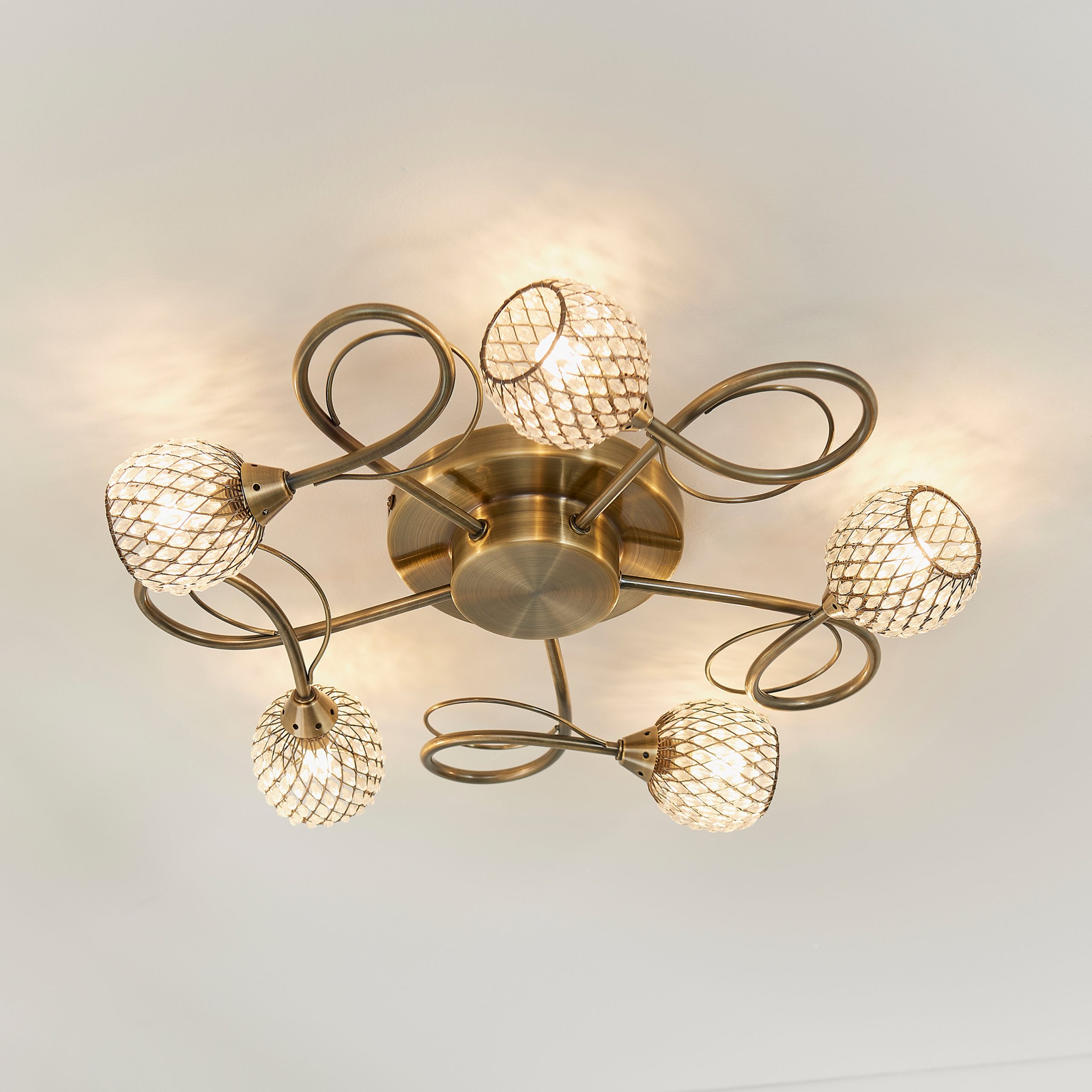 Gallery Direct Aherne 5 Ceiling Lamp Antique Brass