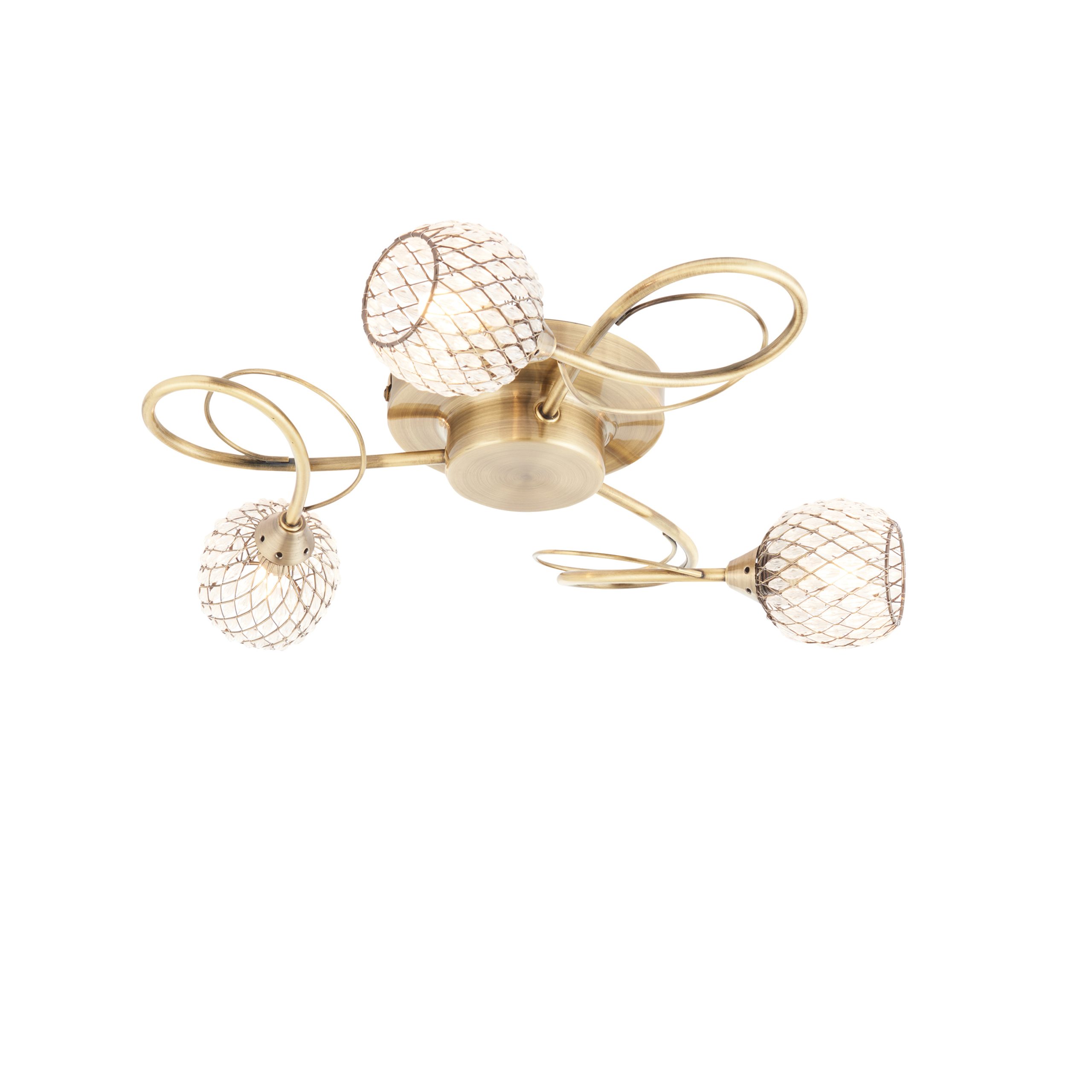Gallery Direct Aherne 3 Ceiling Lamp Antique Brass
