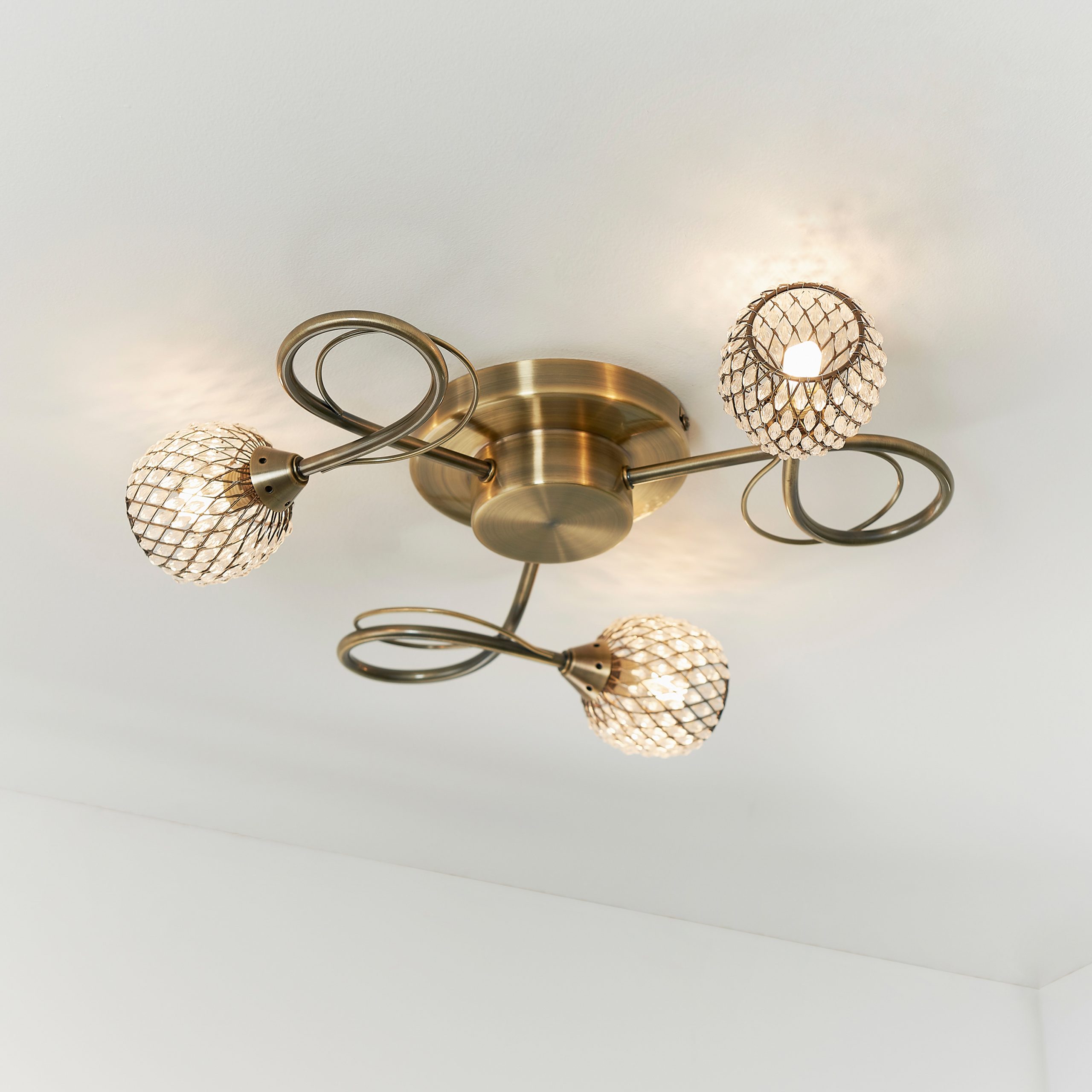 Gallery Direct Aherne 3 Ceiling Lamp Antique Brass