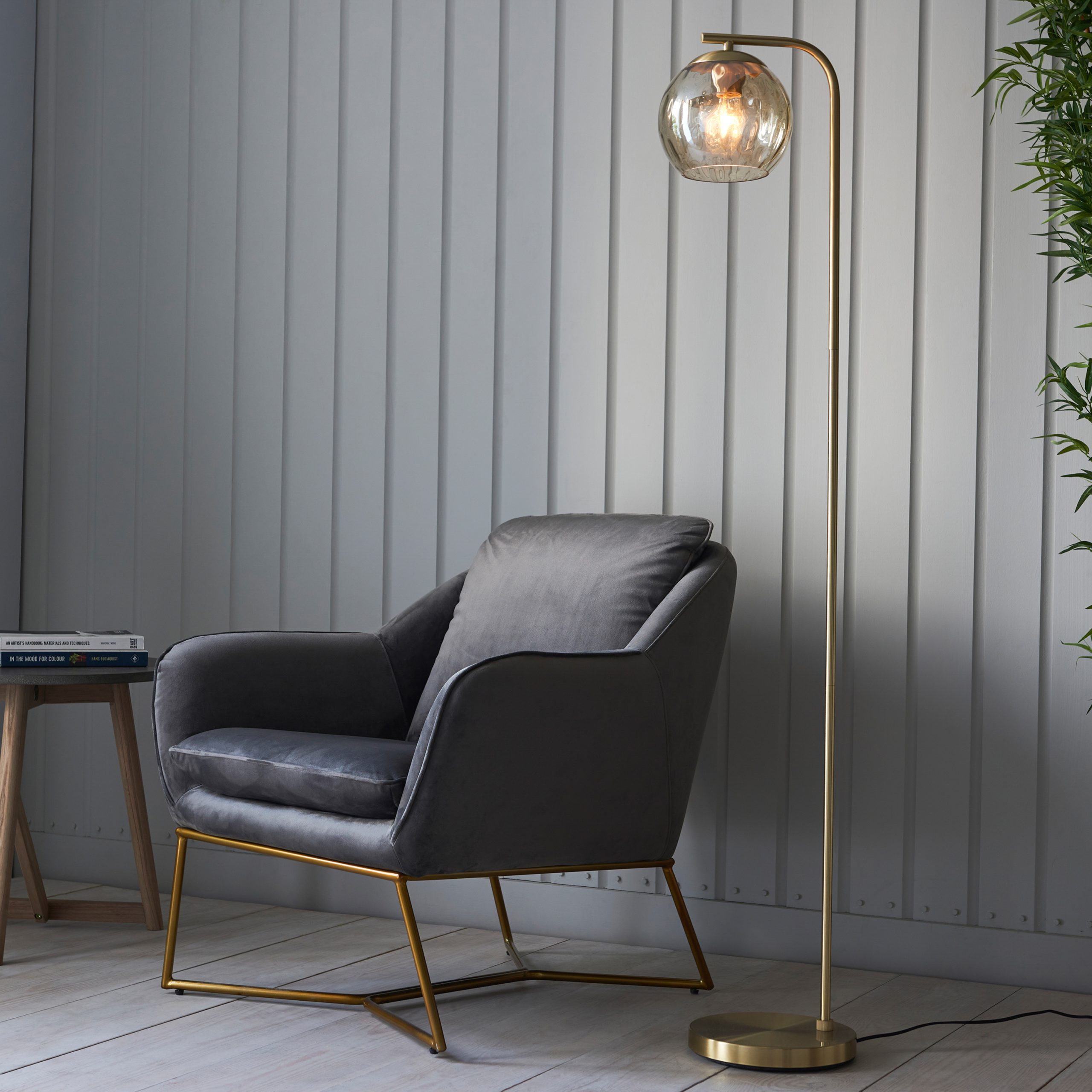 Gallery Direct Dimple 1 Floor Light Satin Gold