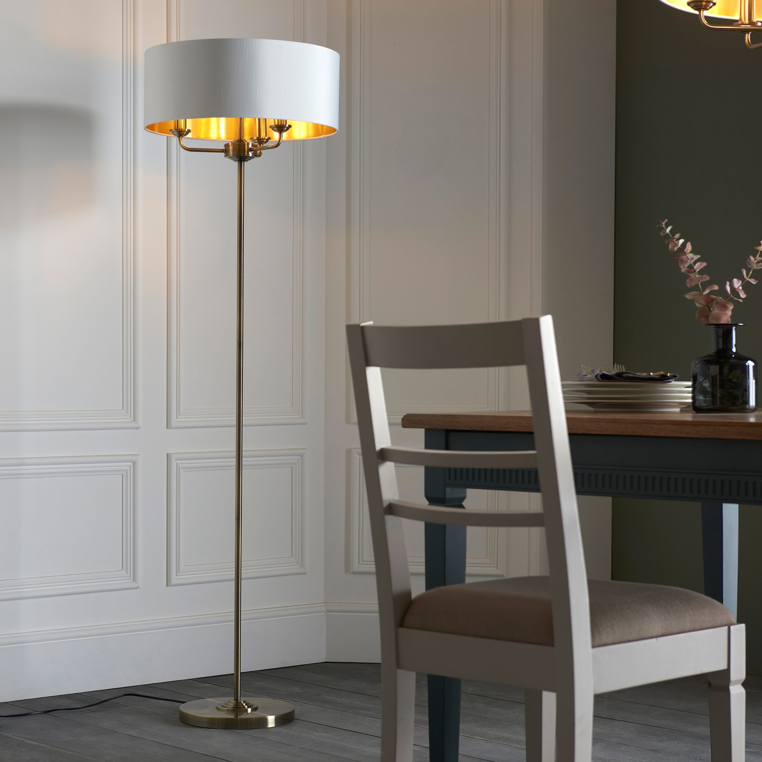 Gallery Direct Highclere 3 Floor Light Antique Brass