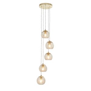 Gallery Direct Dimple 5 Pendant Light  Satin Brass | Shackletons