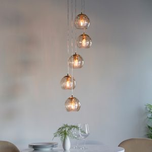 Gallery Direct Dimple 5 Pendant Light  Satin Brass | Shackletons