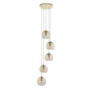 Gallery Direct Dimple 5 Pendant Light  Satin Brass | Shackletons