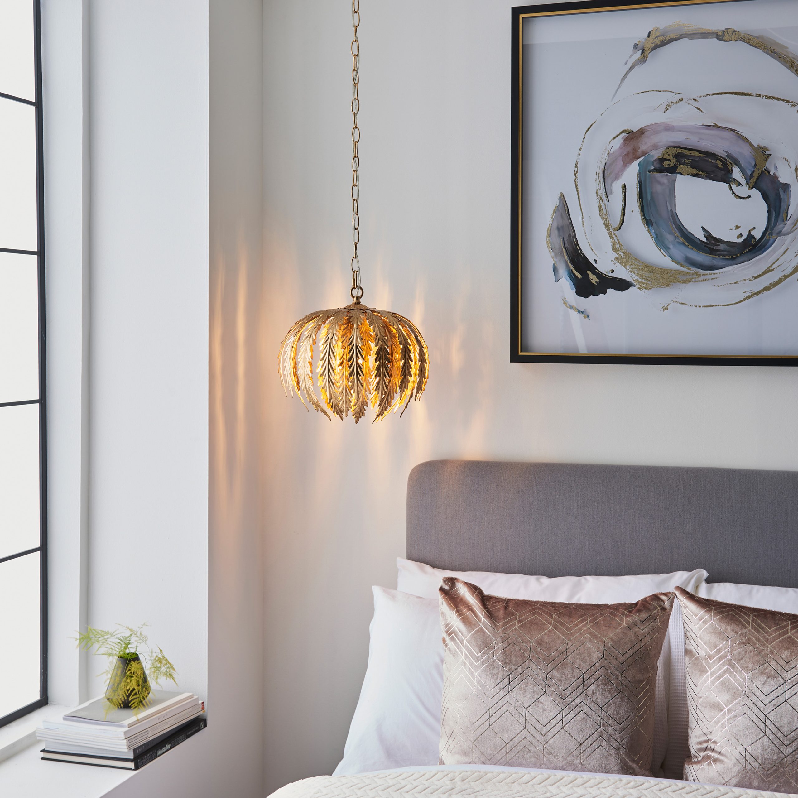 Gallery Direct Delphine 1 Pendant Light Gold Leaf