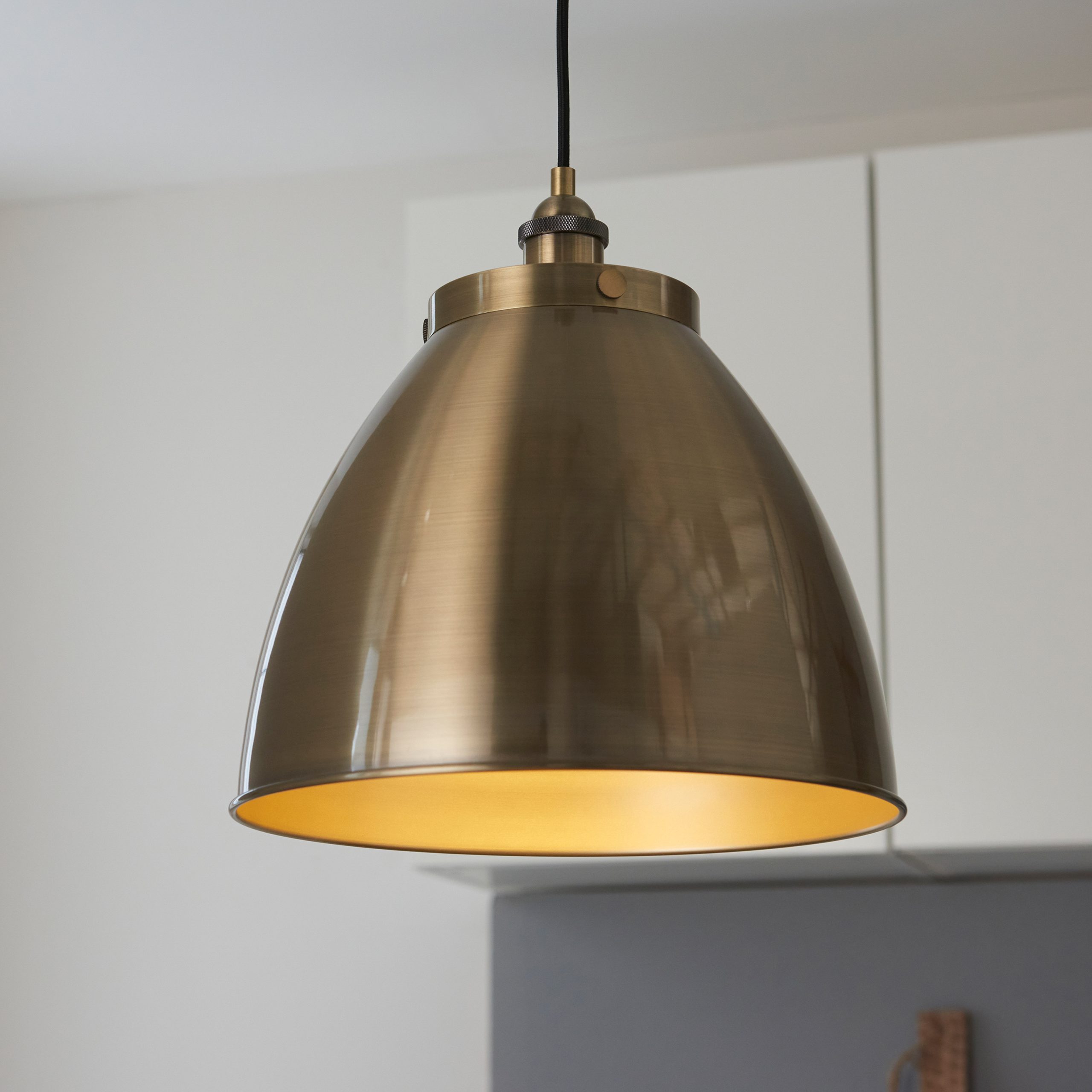 Gallery Direct Franklin Pendant Light Antique Brass 400x1565mm