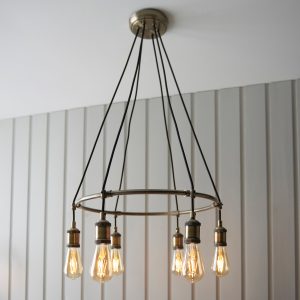Gallery Direct Hal 6 Pendant Light Antique Brass | Shackletons