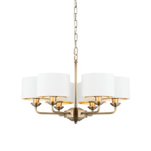 Gallery Direct Highclere 6 Pendant Light Antique Brass 500 1855mm | Shackletons