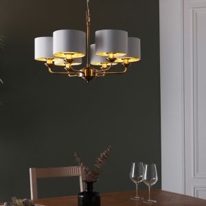 Gallery Direct Highclere 6 Pendant Light Antique Brass 500 1855mm | Shackletons