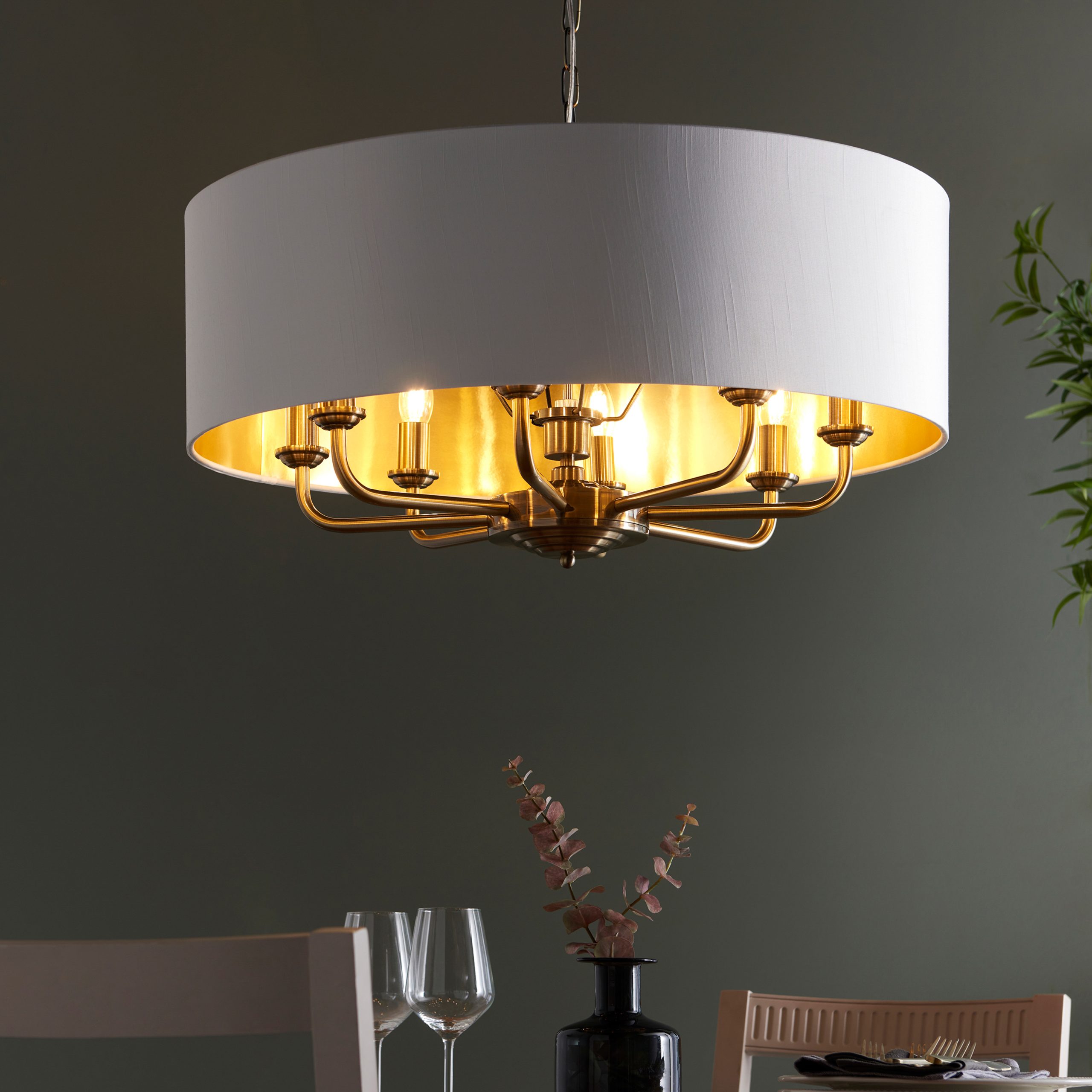 Gallery Direct Highclere 8 Pendant Light Antique Brass 550-1730mm