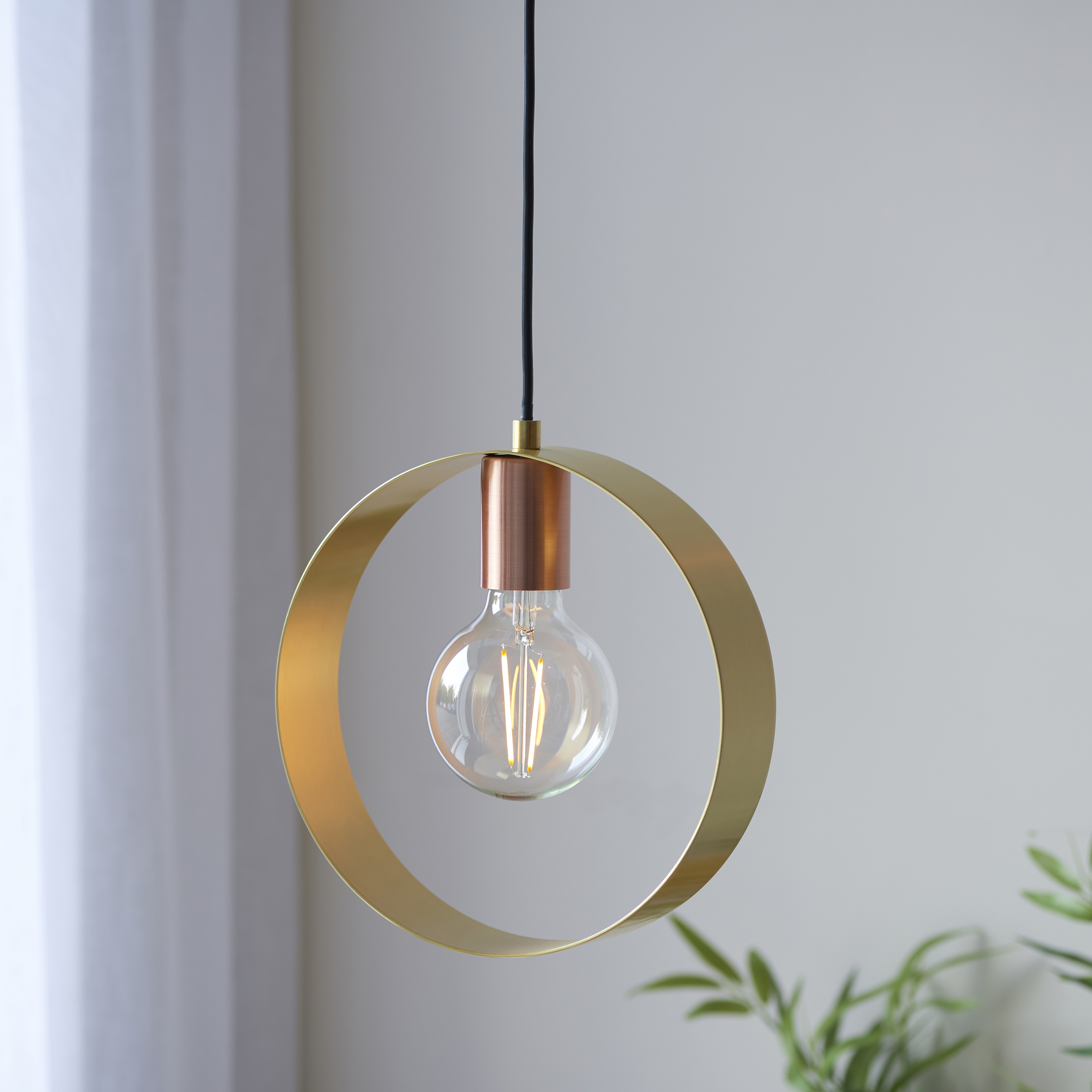 Gallery Direct Hoop 1 Pendant Light Brushed Brass/Nickel/Copper