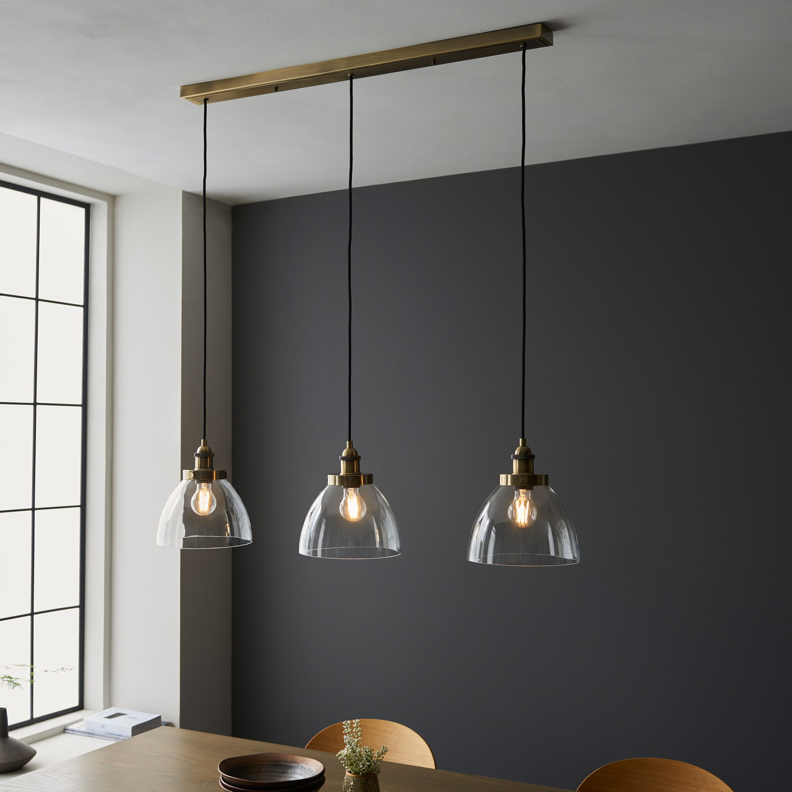 Gallery Direct Hansen 3 Pendant Light Antique Brass