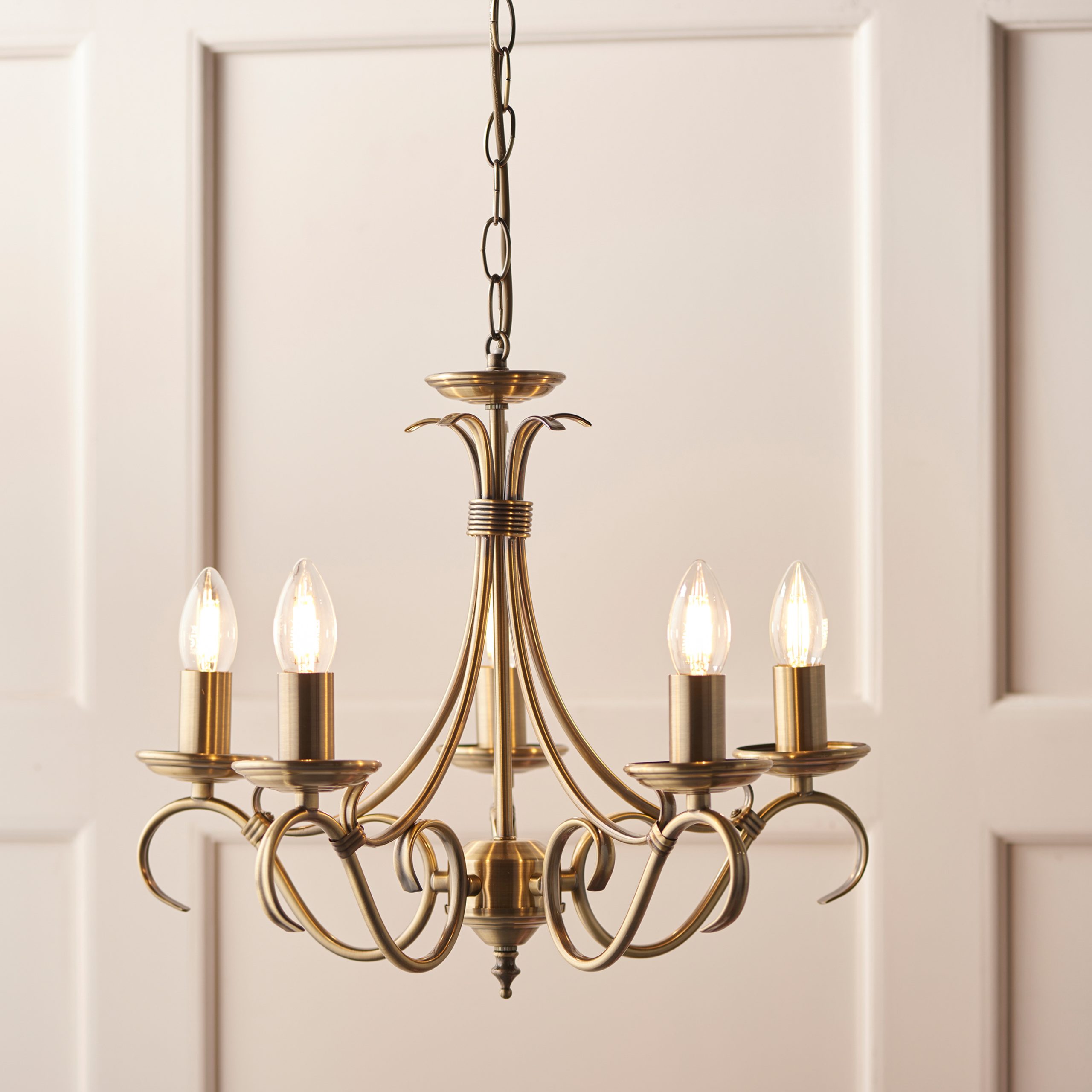 Gallery Direct Bernice 5 Pendant Light Antique Brass