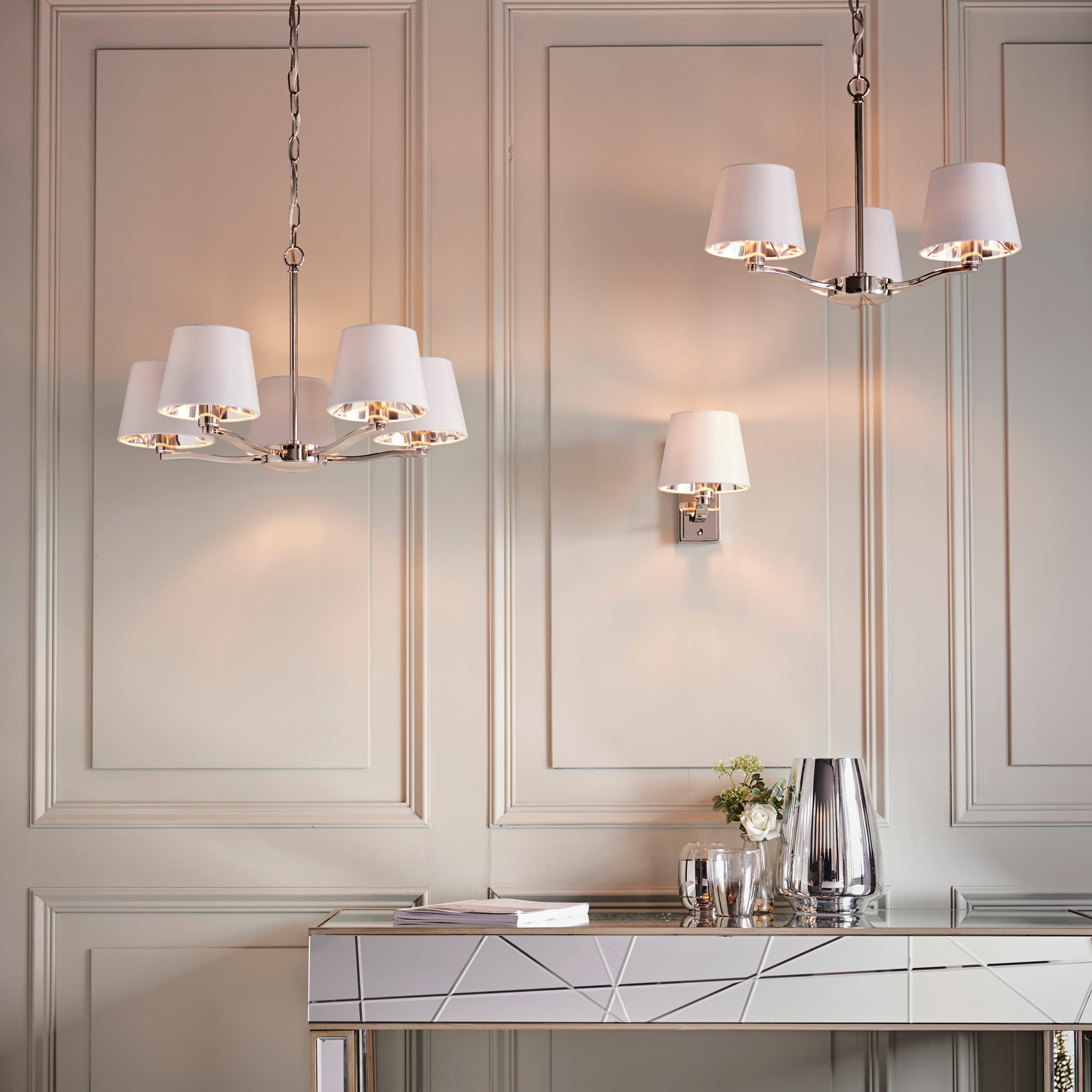 Gallery Direct Harvey 5 Pendant Light Bright Nickel