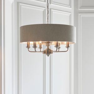 Gallery Direct Highclere 6 Pendant Light Chrome  Natural | Shackletons