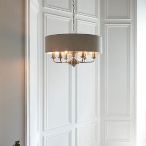 Gallery Direct Highclere 6 Pendant Light Chrome  Natural | Shackletons