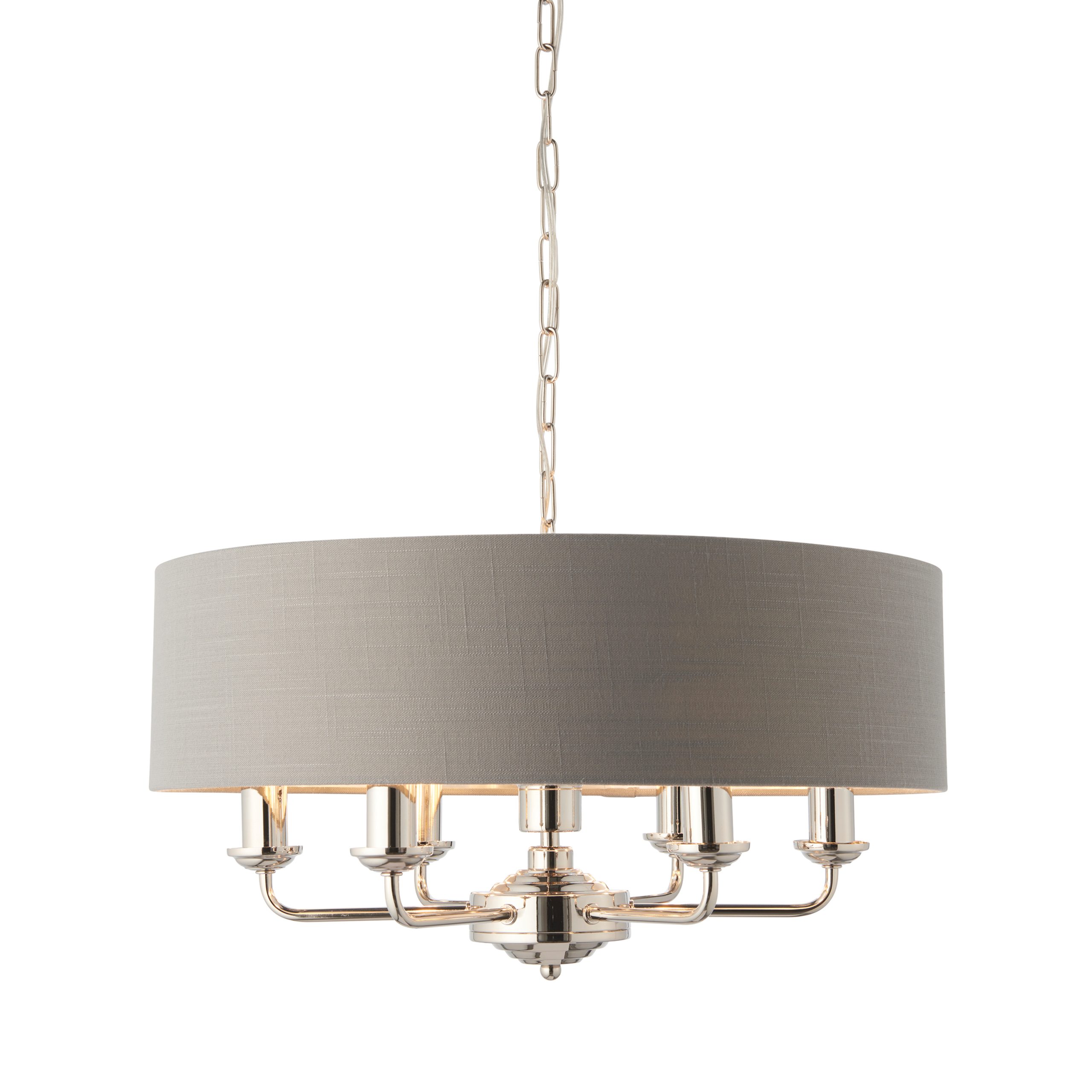 Gallery Direct Highclere 6 Pendant Lght Nckl  Chrcoal 350 1200mm | Shackletons