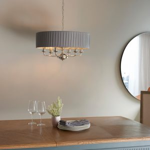 Gallery Direct Highclere 6 Pendant Lght Nckel  Chrcoal 300 780mm | Shackletons