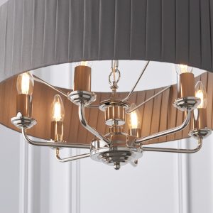 Gallery Direct Highclere 6 Pendant Lght Nckel  Chrcoal 300 780mm | Shackletons