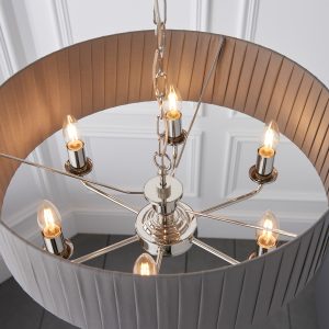 Gallery Direct Highclere 6 Pendant Lght Nckel  Chrcoal 300 780mm | Shackletons