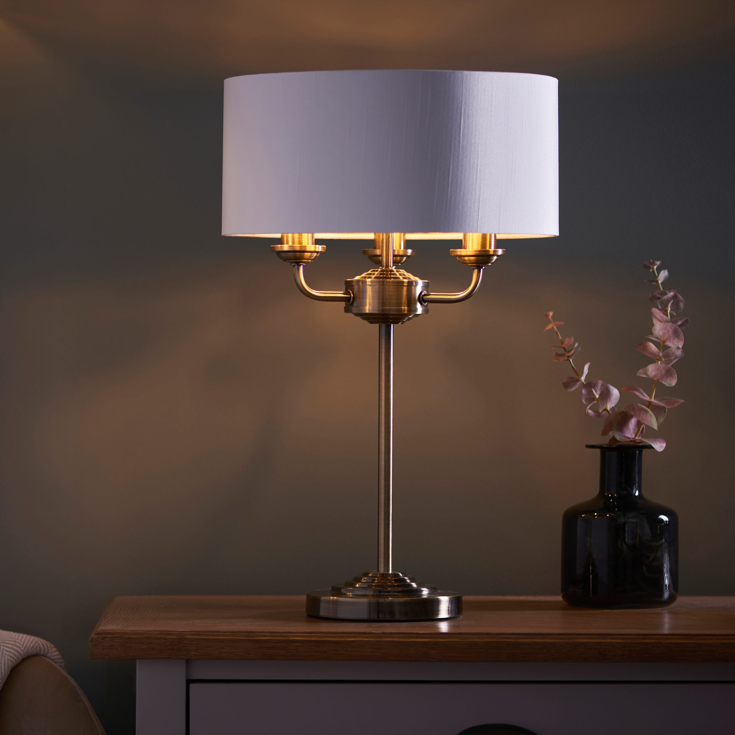 Gallery Direct Highclere 3 Table Lamp Antique Brass